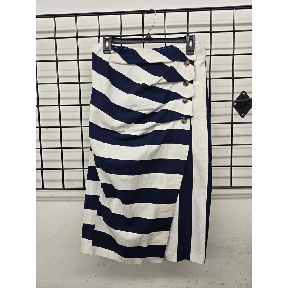 Eva Mendes New York Co. Navy & White Skirt Size 12, visible run line outside - Picture 1 of 11